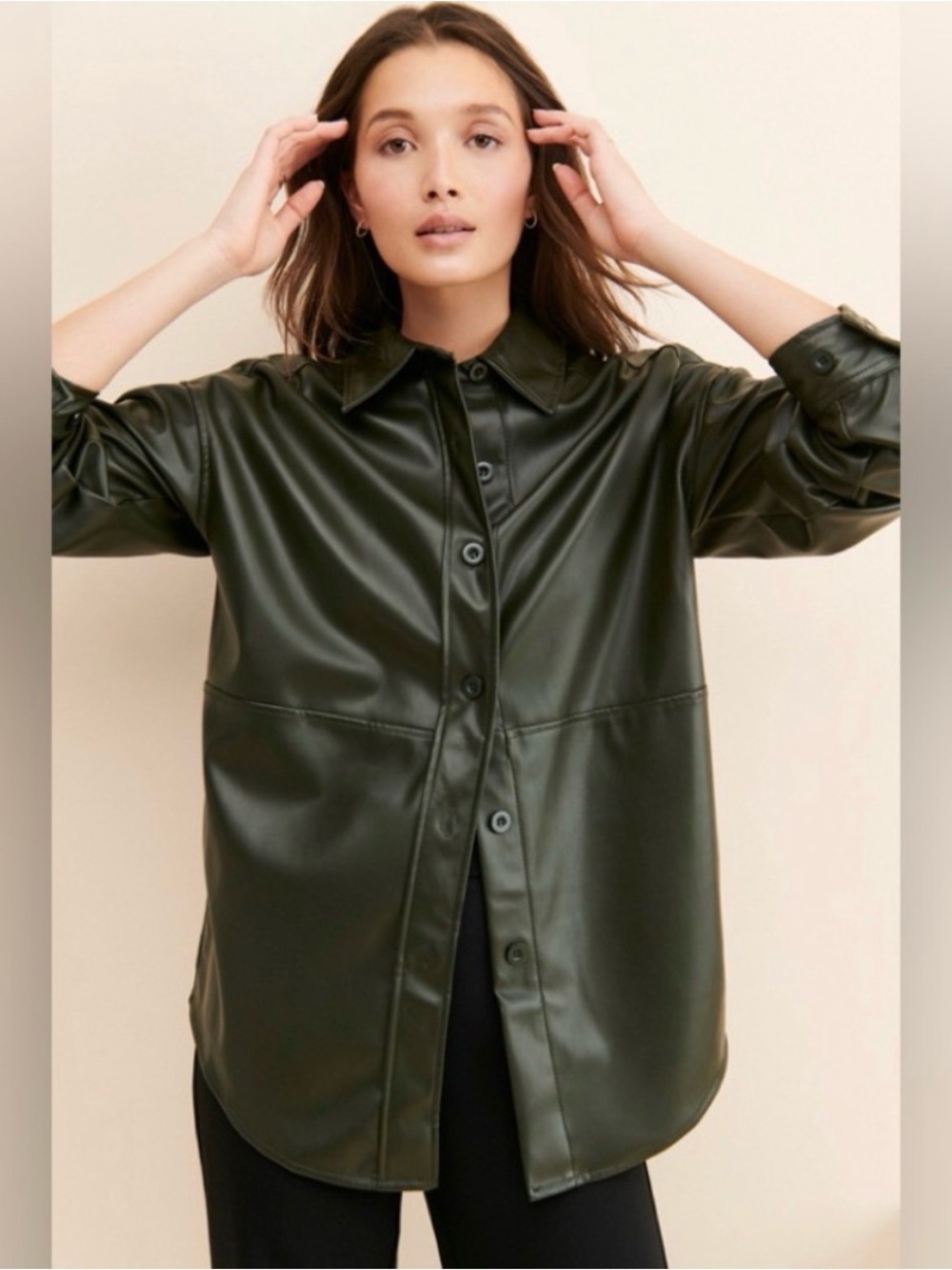 Badgley Mischka Gigi Vegan Leather Oversized Shirt Jacket